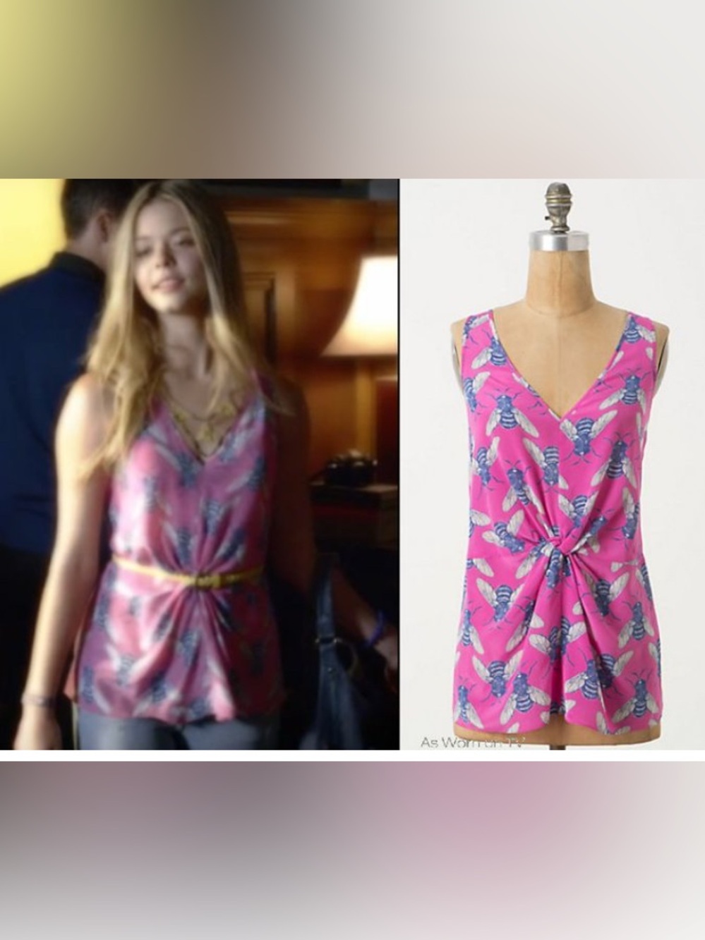 ASO Pretty Little Liars Anthropologie Pollination Silk Bumblebee top blouse Sz 2